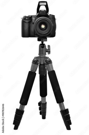 photo-and-video-heavy-tripod-with-nonexistent-dslr-camera-on-isolated-big-0